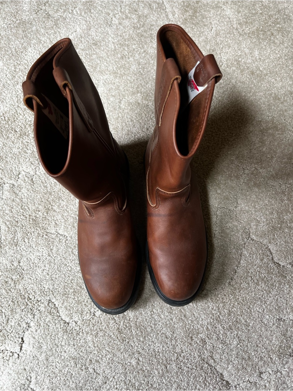 Red Wing Shoes Brown Leather Work Boots with Black Sole - Picture 4 of 4